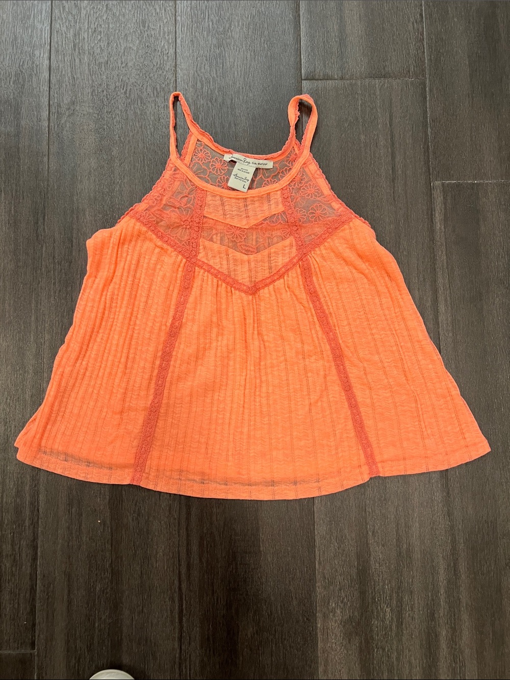 American Rag  Coral Orange Lace Yoke Camisole